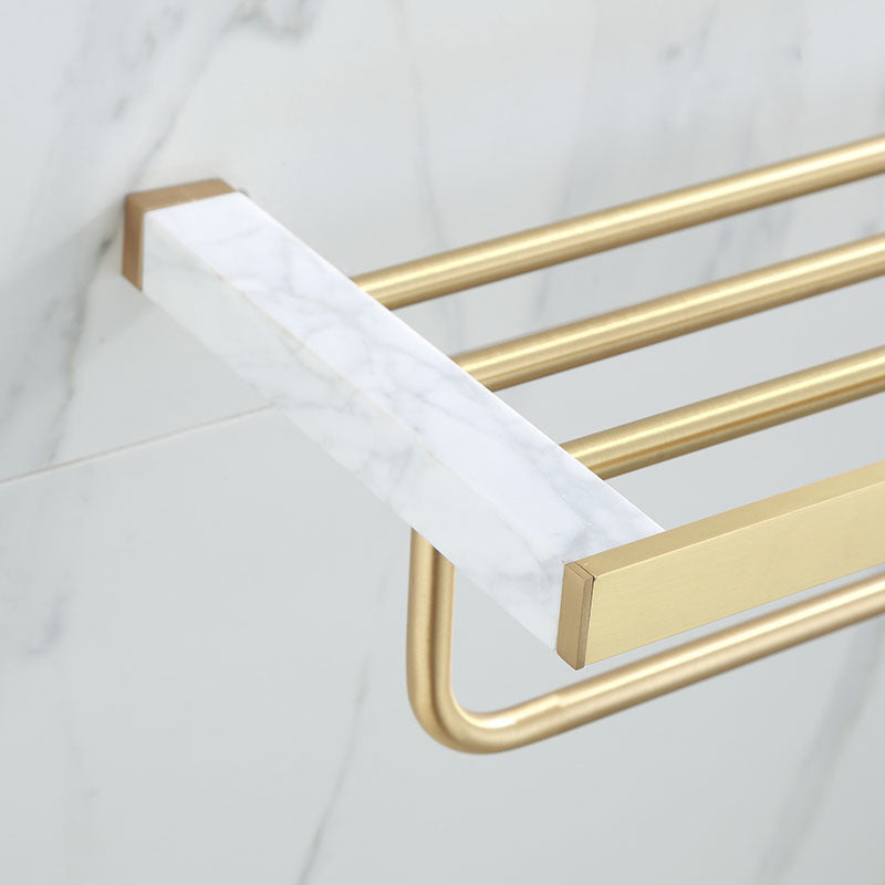 Junips | Polished Brass Bathroom Accessory Set Marble Bathroom Hardware