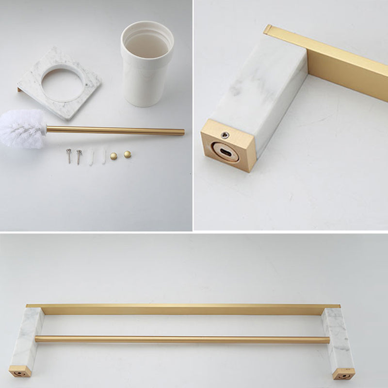 Junips | Polished Brass Bathroom Accessory Set Marble Bathroom Hardware