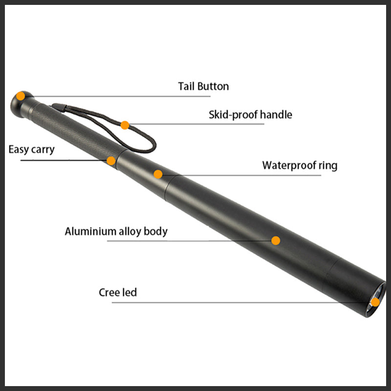 Junips | Baseball Bat Shaped LED Flashlight | Aluminum Alloy, 3 Lighting Modes | Emergency & Utility Use