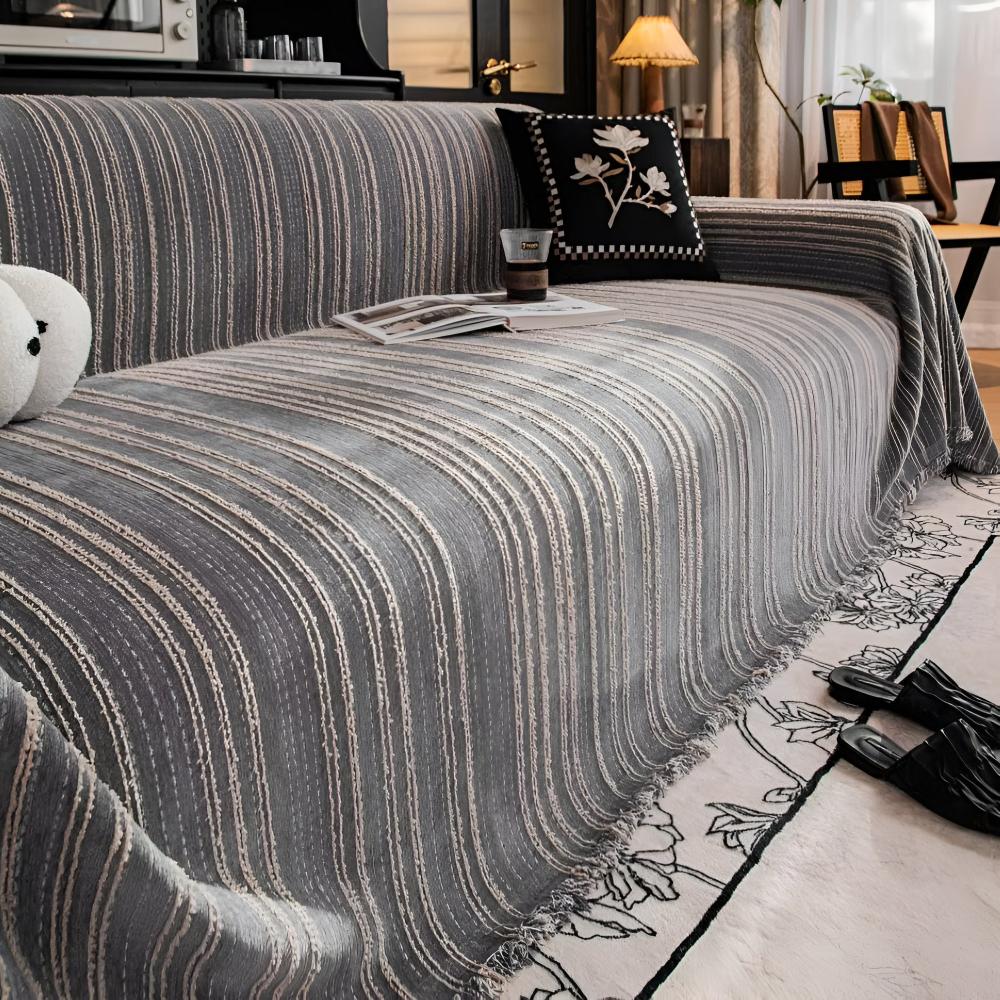Junips | Regal Stripes Chenille Sofa Cover