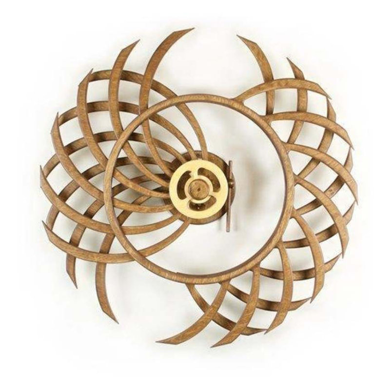 Junips | Handmade Kinetic Wall Sculpture | Mechanical Spring-Driven Wooden Automata | 14-24 Hour Runtime | Precision-Balanced Hardwood Gears | 35cm Geometric Wall Art | Style 1 (Boomerang) & Style 2 (Vice Versa)