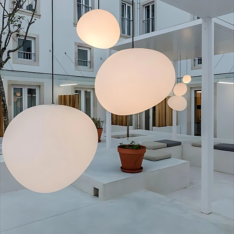 Junips | GloStone | Elegant Glass Pebble Pendant Light