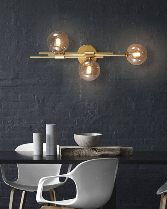 Junips | 3 Head Glass Ball Wall Lamp - Amber