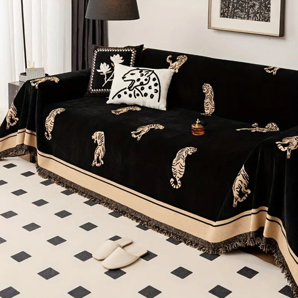 Junips | Safari Tiger Chenille Sofa Cover