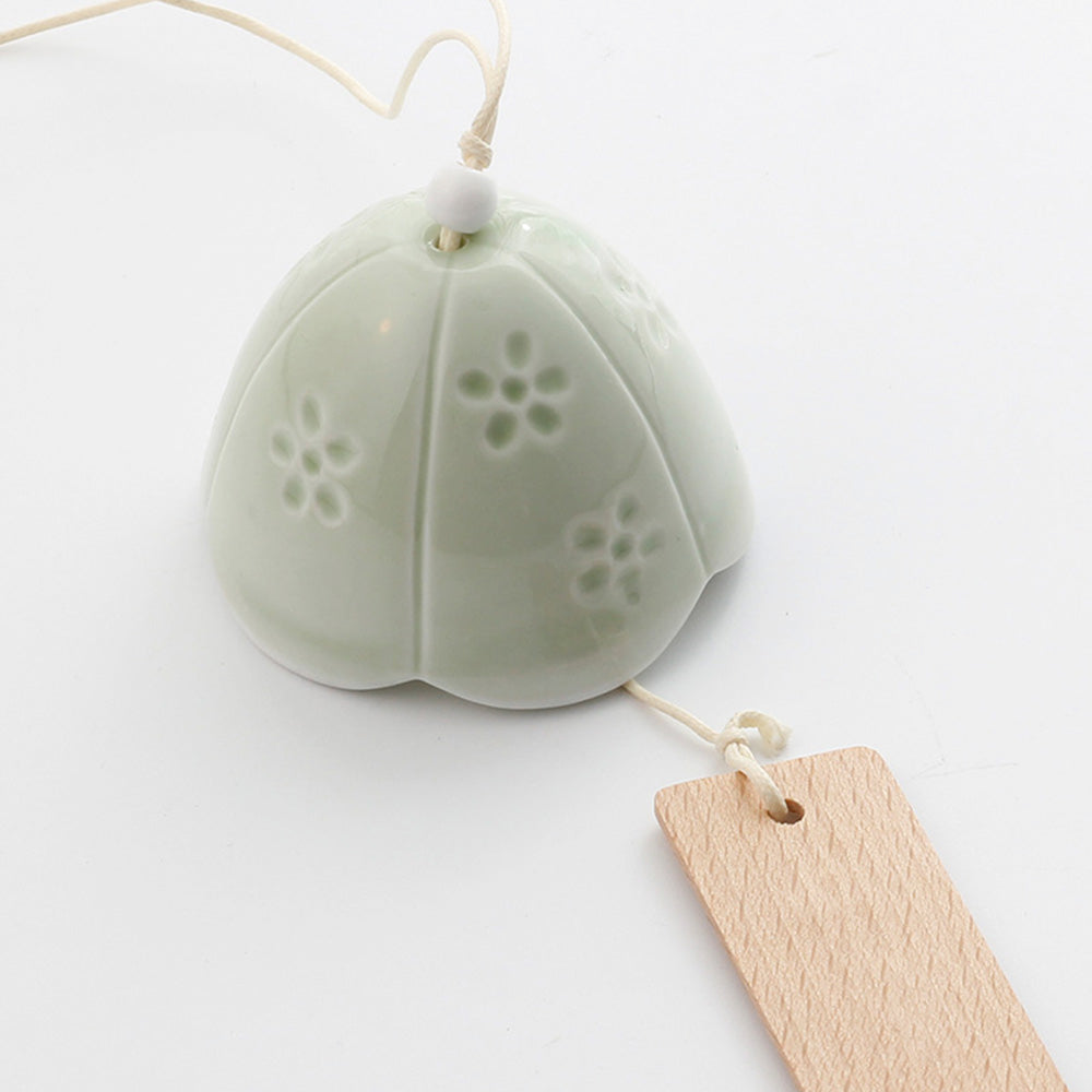 Junips | Japanese Ceramic Bells, Sakura Bell Rings, Hanging Garden Bells, Living Space Garden Decoration, White