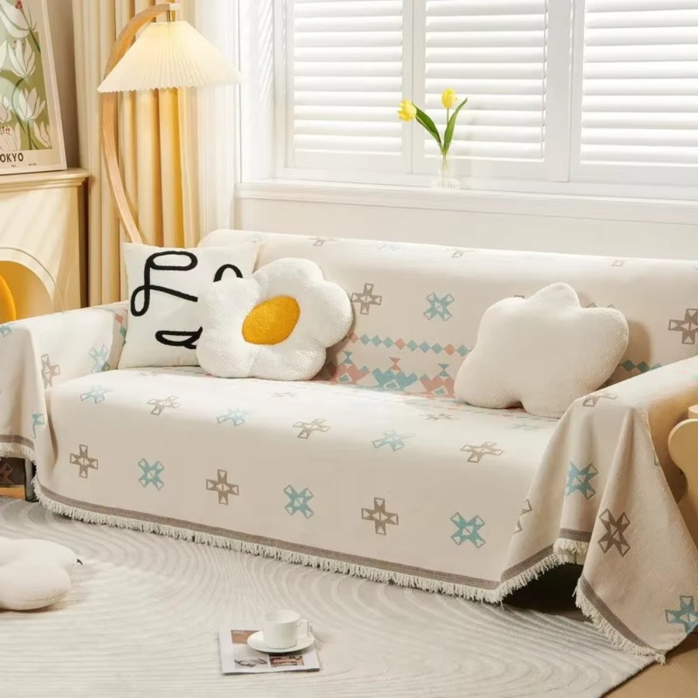 Junips | Meringue Chenille Geometry Sofa Cover