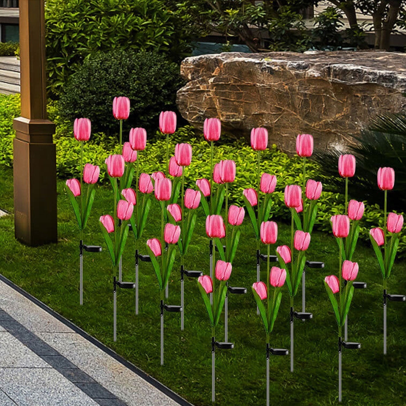Junips | Solar Tulip Lawn Light Outdoor Garden LED Tulip Flower Light Ground Stake Landscape Light