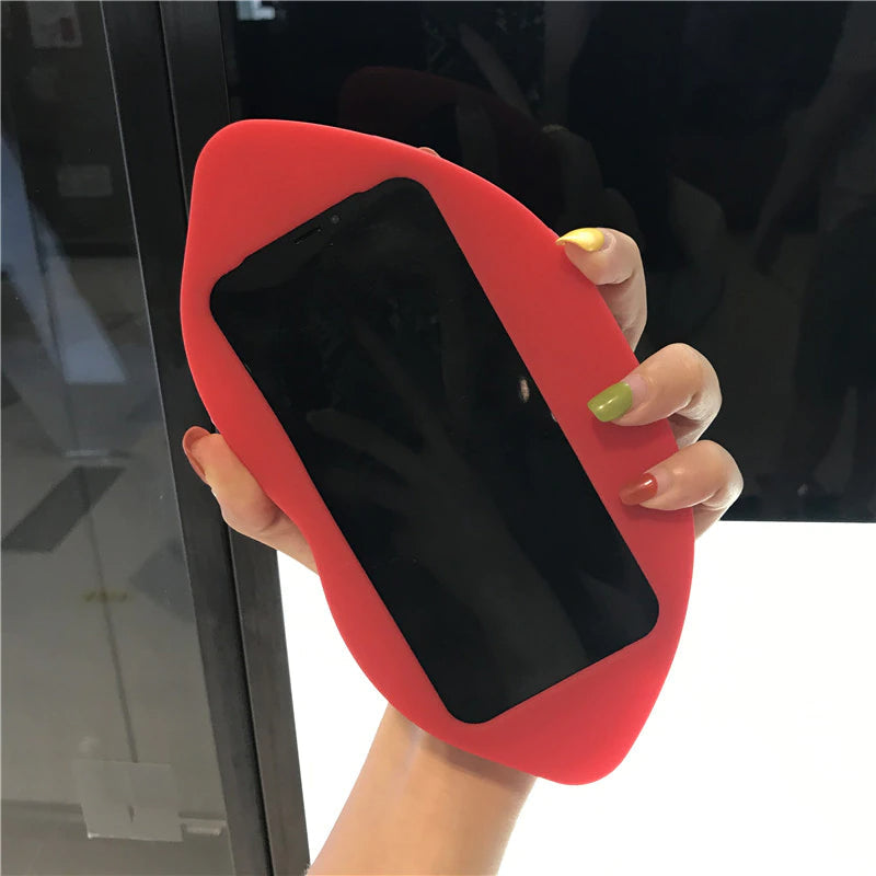 Junips | 3D Big Red Lip Mouth Kiss Soft Silicone Shoulder Iphone Cases