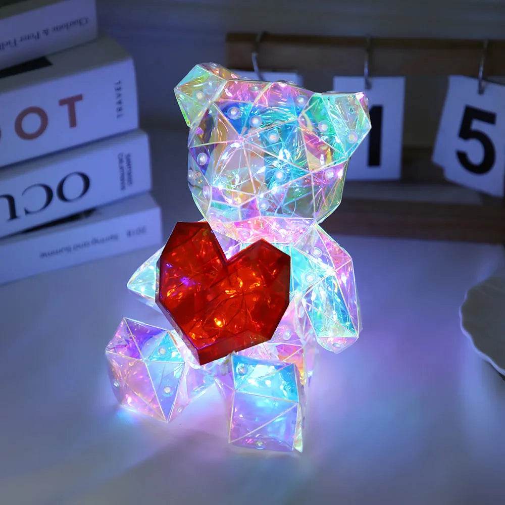 Junips | Laser Cross-border Colorful Bear Birthday Christmas Gift Diy Decoration Valentine's Day Gift Bear Night Light