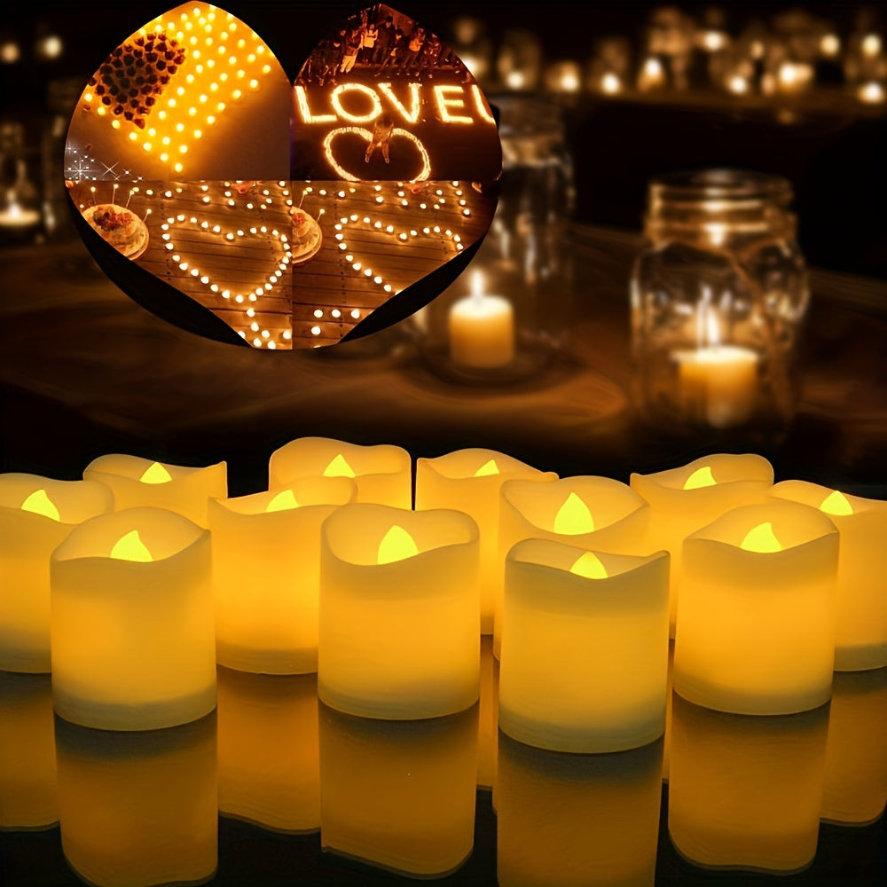 Junips | 24/50/100 Pack flameless LED candles – battery-operated flickering tealights, smokeless and romantic for weddings and engagements
