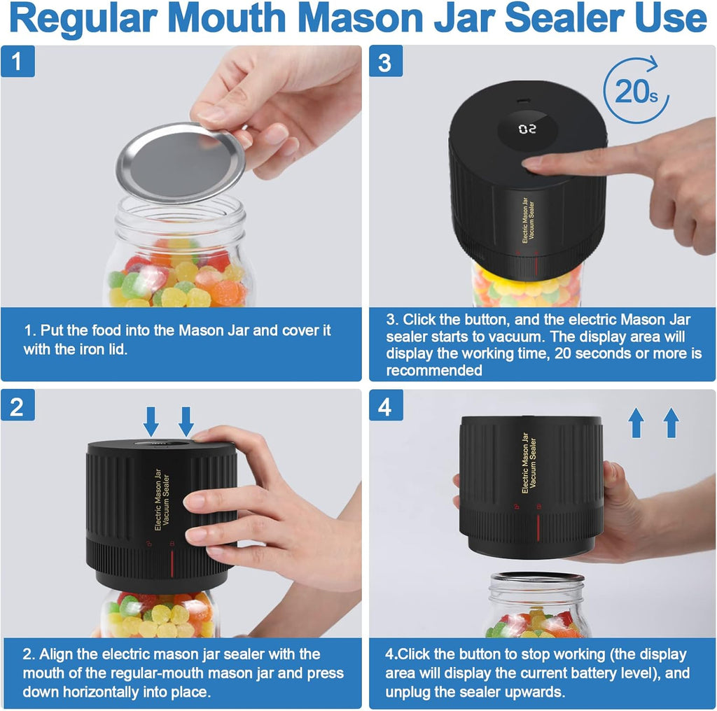 Junips | Electric Mason Jar Vacuum Sealer Set - Preserve Freshness Quickly!