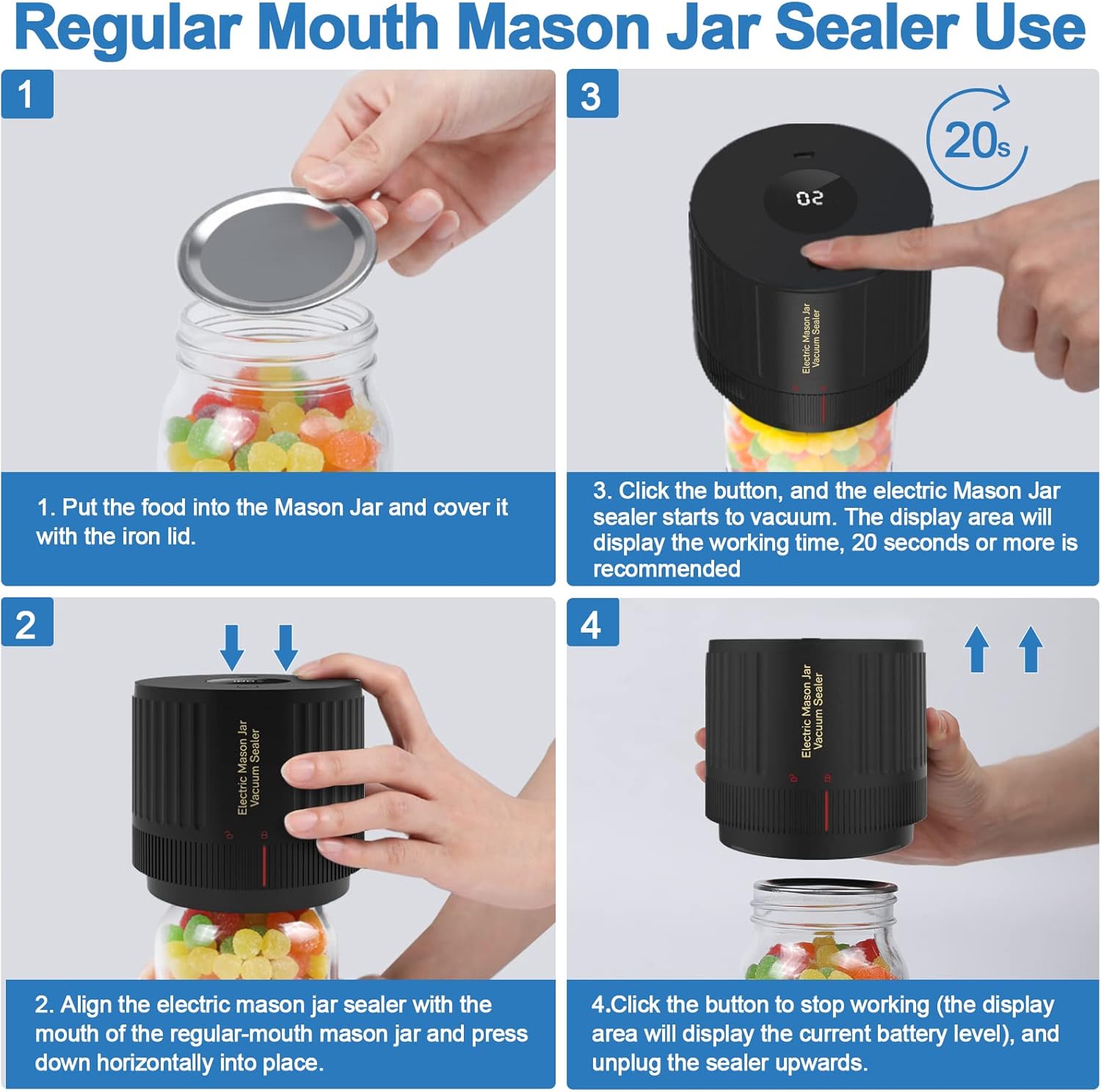 Junips | Electric Mason Jar Vacuum Sealer Set - Preserve Freshness Quickly!