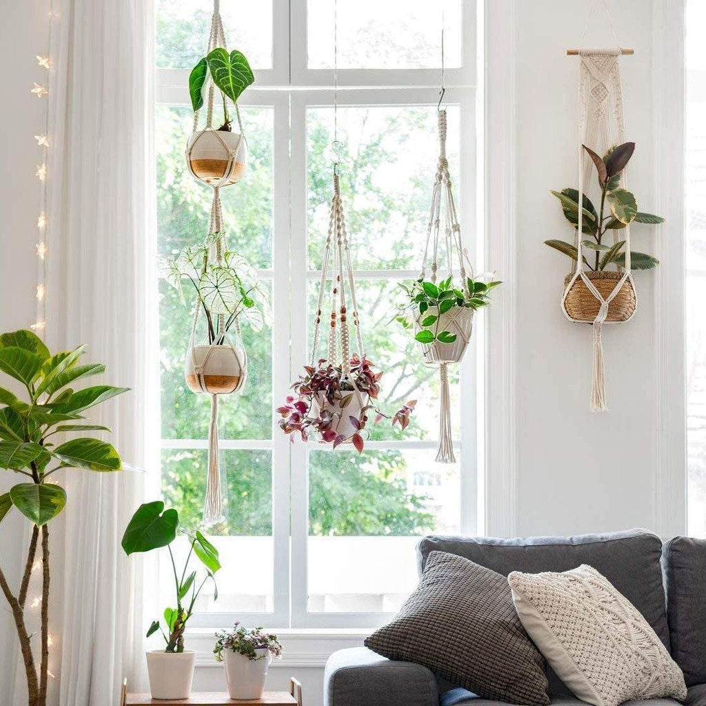 Junips | 4-piece handmade Boho macrame plant hanger set