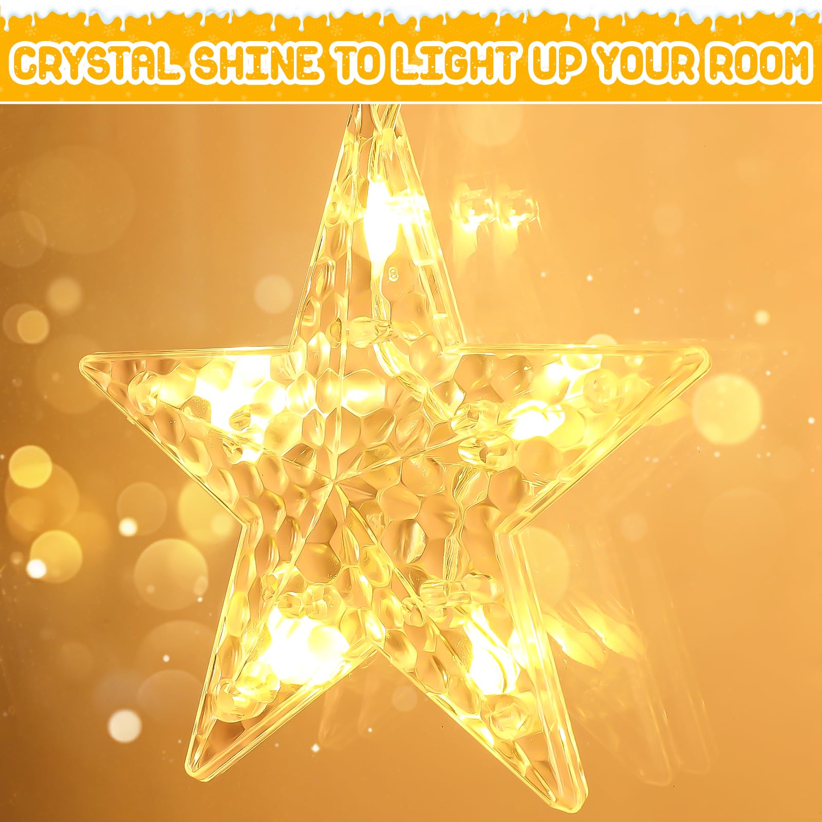Junips | Quntis 2Pcs 95cm Large Christmas Window Lights, 84LED 12 Stars Battery Operated Christmas Silhouette Sparkle Star Lights with Timer Memory, 8 Modes Xmas Indoor Outdoor Hanging Decoration, Warm White
