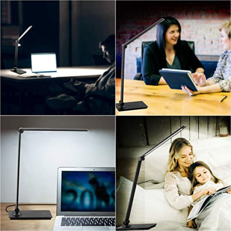 Junips | LED desk lamp, touch control desk lamp with 3 brightness levels, dimmable office lamp with adjustable arm, foldable table lamp for desk bedroom nightstand office