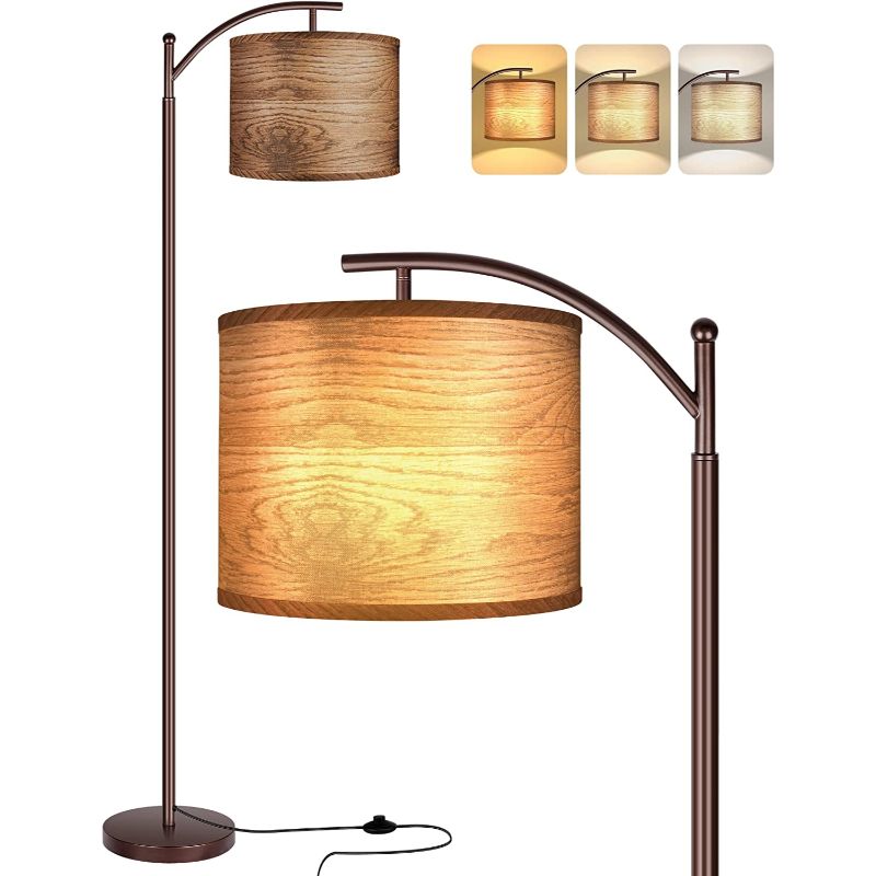 Junips | Floor lamp with 3 color temperatures LED bulb, floor lamp high industrial floor lamp reading for bedroom, office, white lampshade included