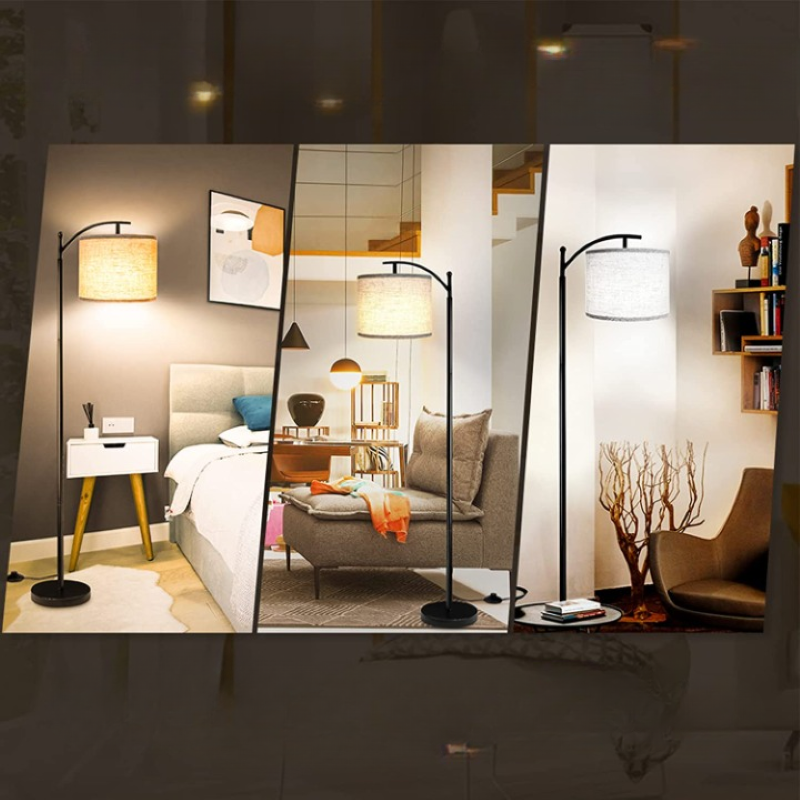 Junips | Floor lamp with 3 color temperatures LED bulb, floor lamp high industrial floor lamp reading for bedroom, office, white lampshade included