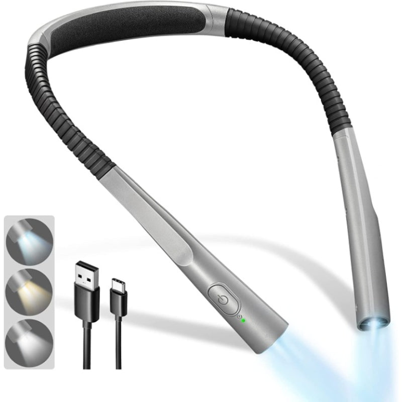 Junips | LED Neck Reading Lamp, Book Light for Reading in Bed, 3 Colors, 6 Brightness Levels, Flexible Arm, Rechargeable, Durable, Perfect for Reading, Knitting, Camping, Repairing