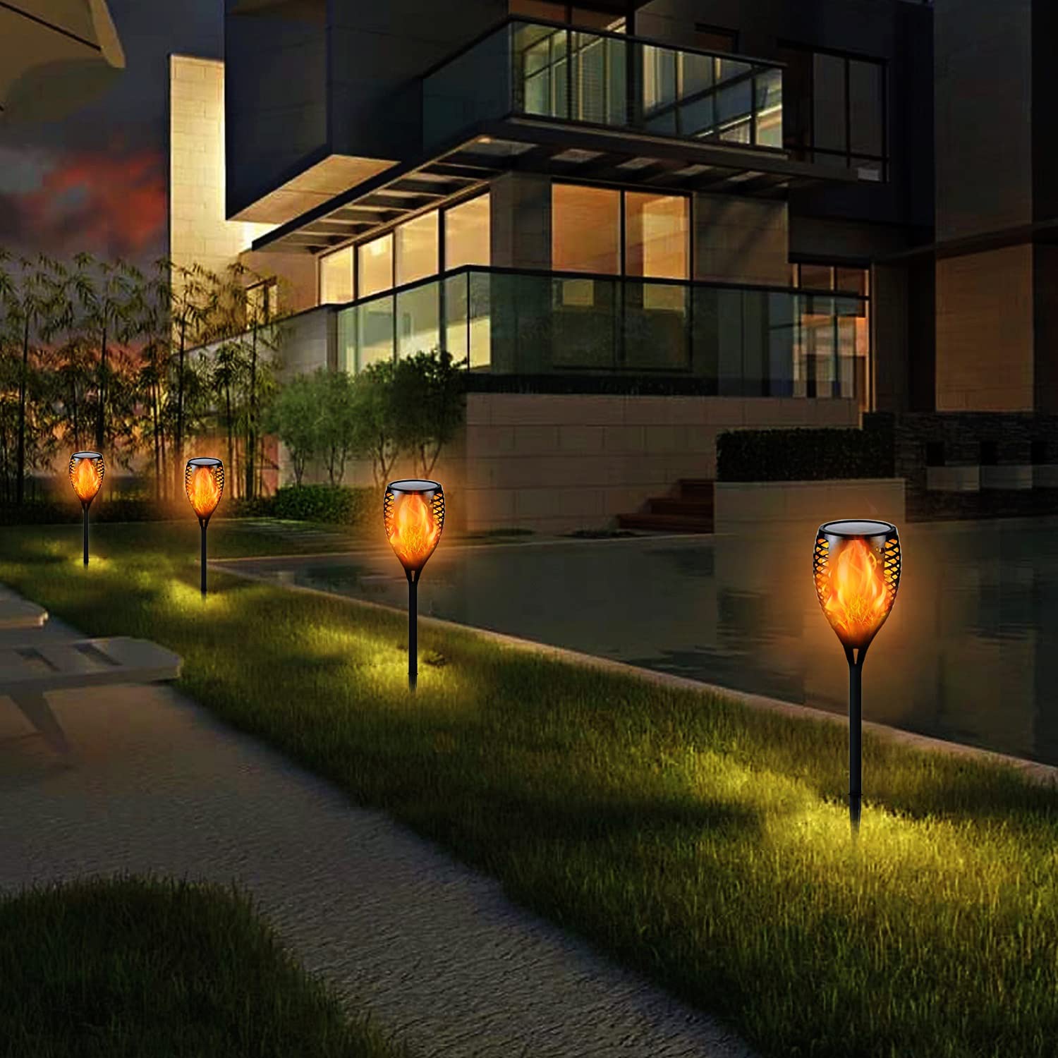 Junips | Solar-Tiki-Torches | Solar-Torch Light with Flickering Flame