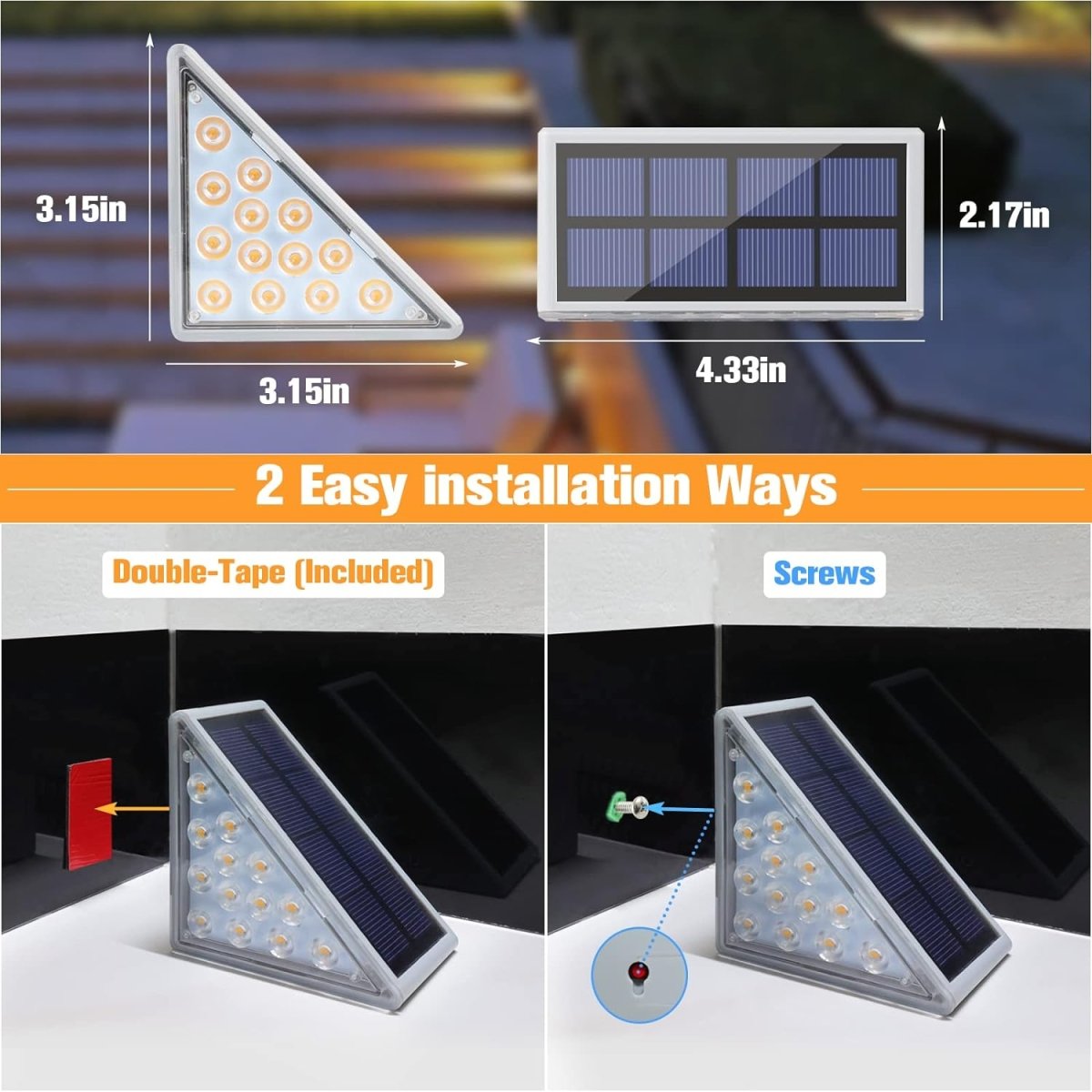 Junips | Waterproof Solar LED Stair Lighting - Outdoor Lighting for Stairs, Paths, and Terraces