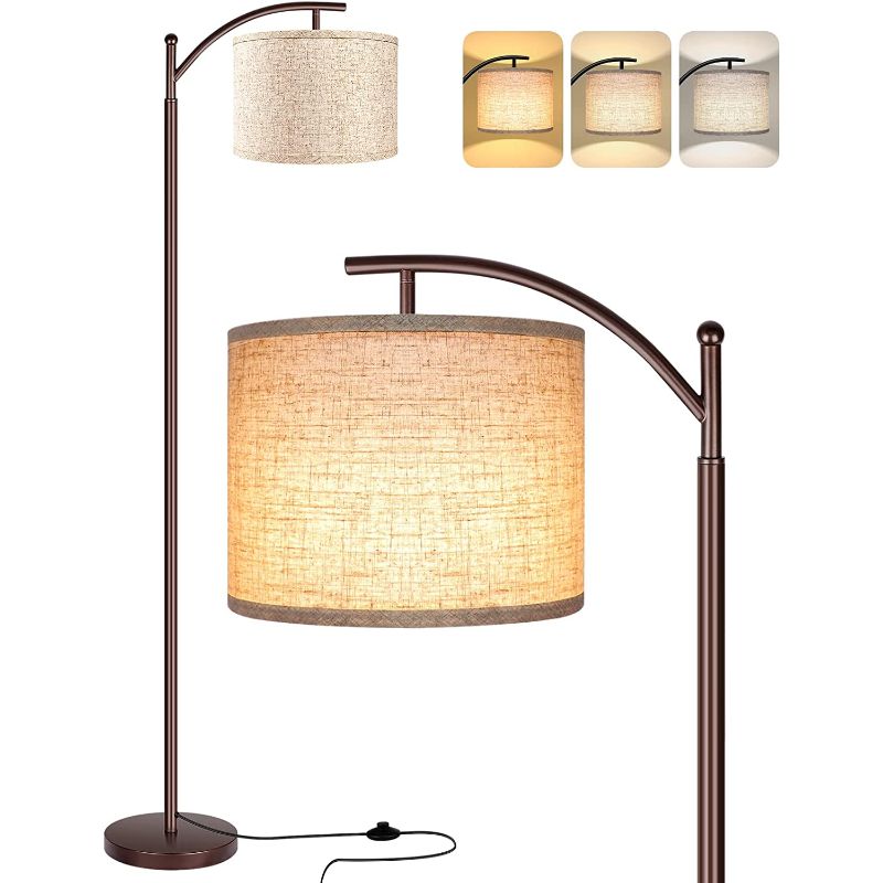 Junips | Floor lamp with 3 color temperatures LED bulb, floor lamp high industrial floor lamp reading for bedroom, office, white lampshade included
