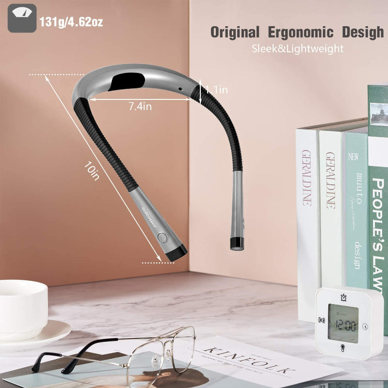 Junips | LED Neck Reading Lamp, Book Light for Reading in Bed, 3 Colors, 6 Brightness Levels, Flexible Arm, Rechargeable, Durable, Perfect for Reading, Knitting, Camping, Repairing