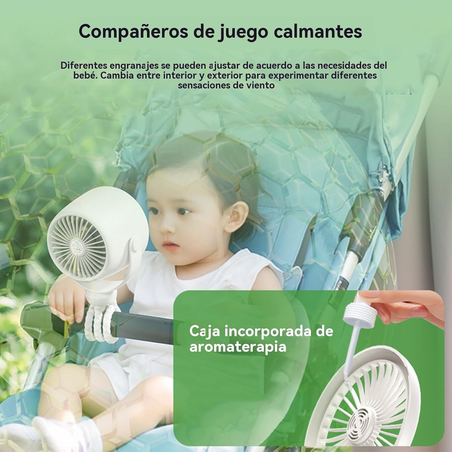 Junips | Rechargeable Clip-On Stroller Fan with Night Light 100 Speeds