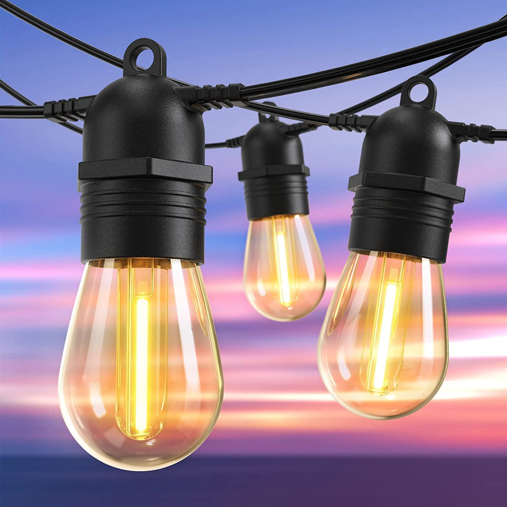 Junips | Festoon Lights Outdoor, 53FT/16M S14 Outdoor Garden LED String Lights, IP65 Waterproof Outdoor String Lights Main Power 2700K 15+1(Replacement) Bulbs for Outdoor Patio Terrace Yard Wedding Party