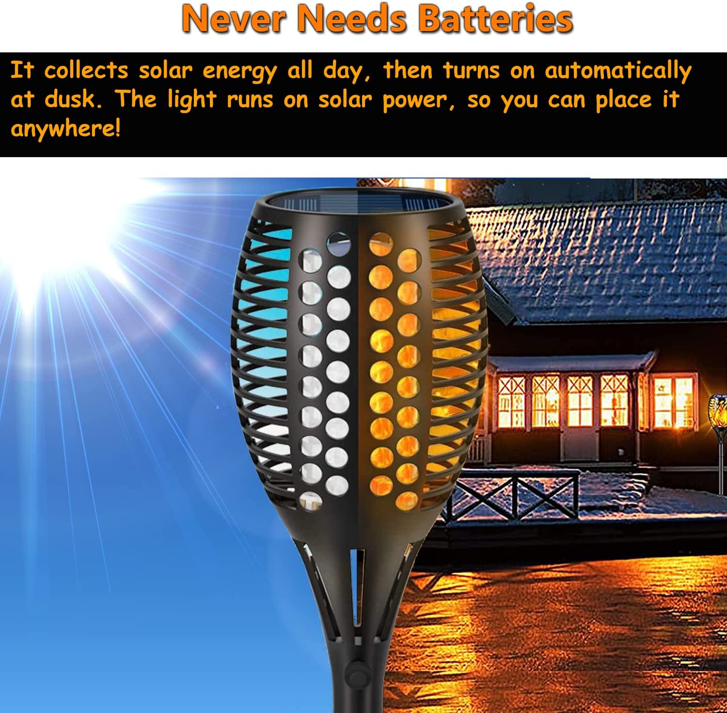 Junips | Solar-Tiki-Torches | Solar-Torch Light with Flickering Flame