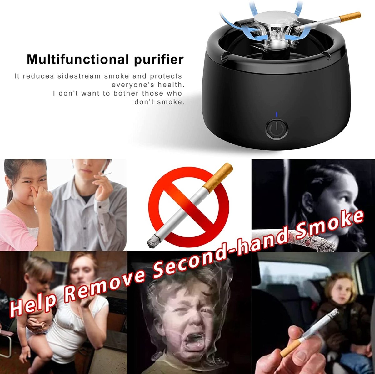 Junips | Odorless Smoke-Free Ashtray - Portable Smoke Catcher with Scent Filter