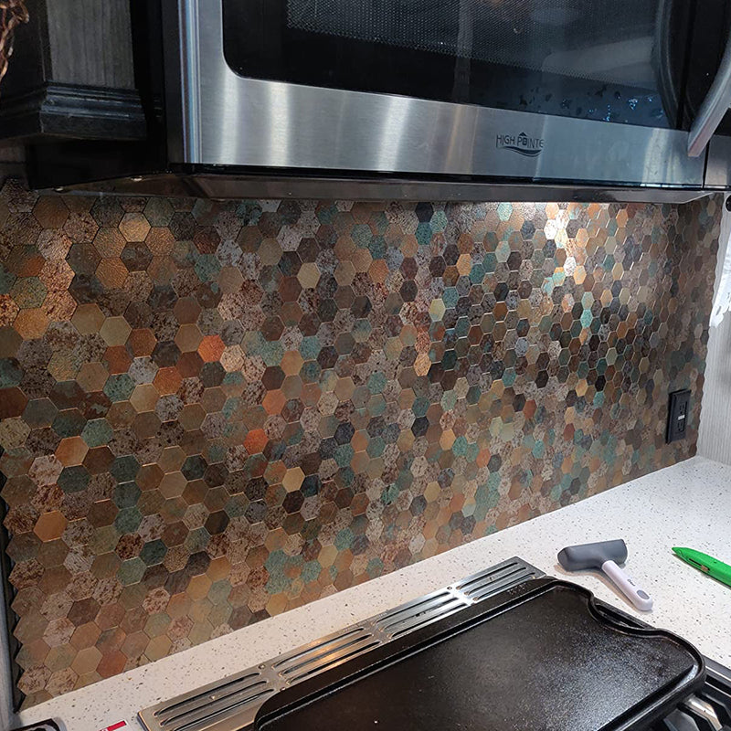 Junips | Modern Tile-Peel & Stick Metal Mosaic Tile Hexagon Peel & Stick Subway Tile
