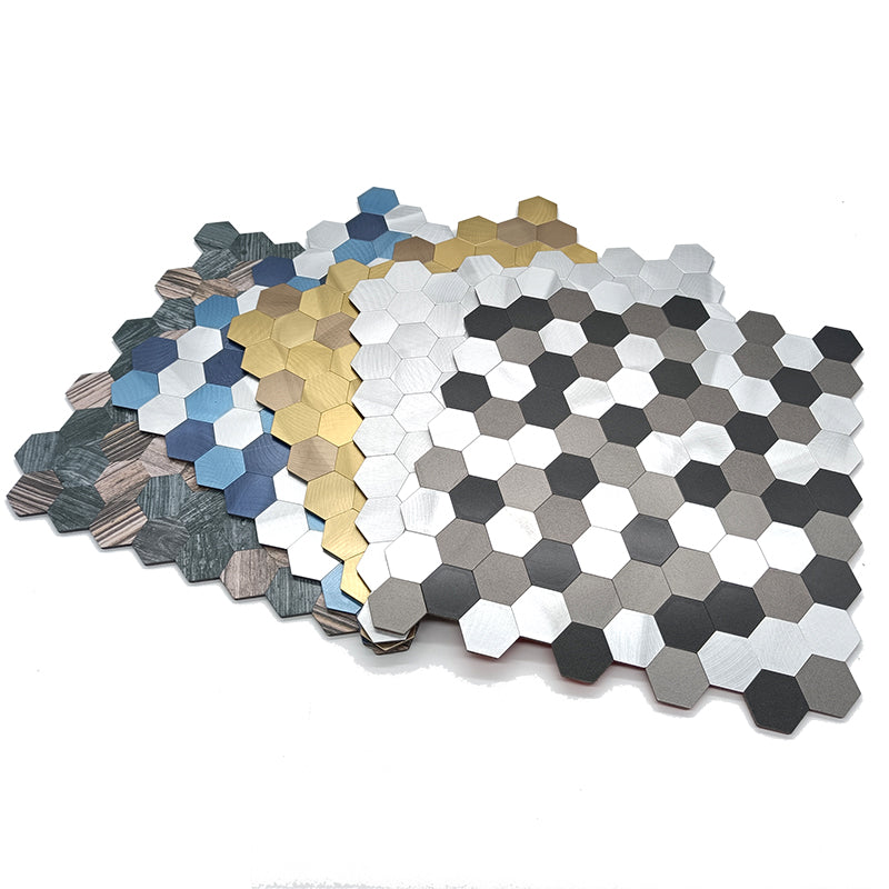 Junips | Modern Tile-Peel & Stick Metal Mosaic Tile Hexagon Peel & Stick Subway Tile