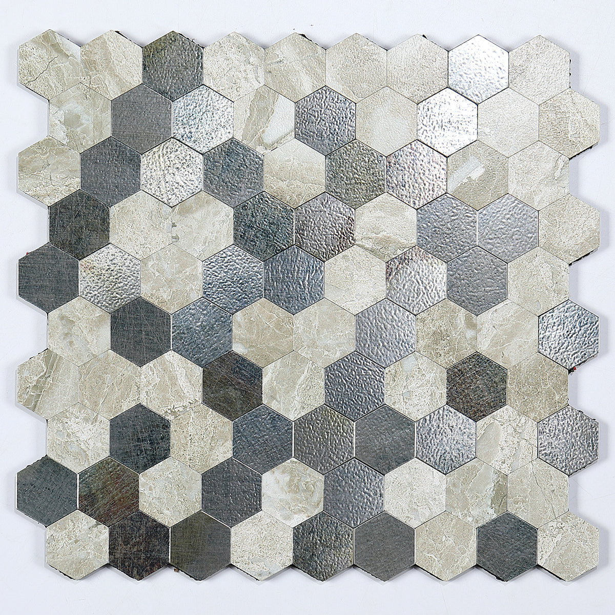 Junips | Modern Tile-Peel & Stick Metal Mosaic Tile Hexagon Peel & Stick Subway Tile