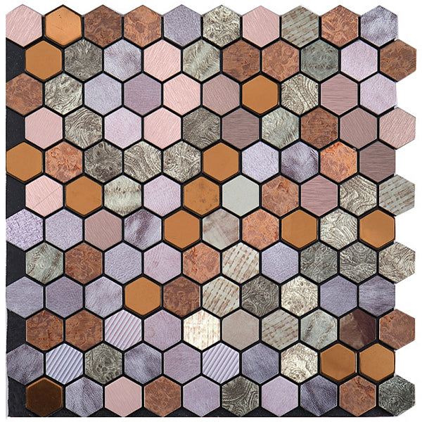 Junips | Modern Tile-Peel & Stick Metal Mosaic Tile Hexagon Peel & Stick Subway Tile