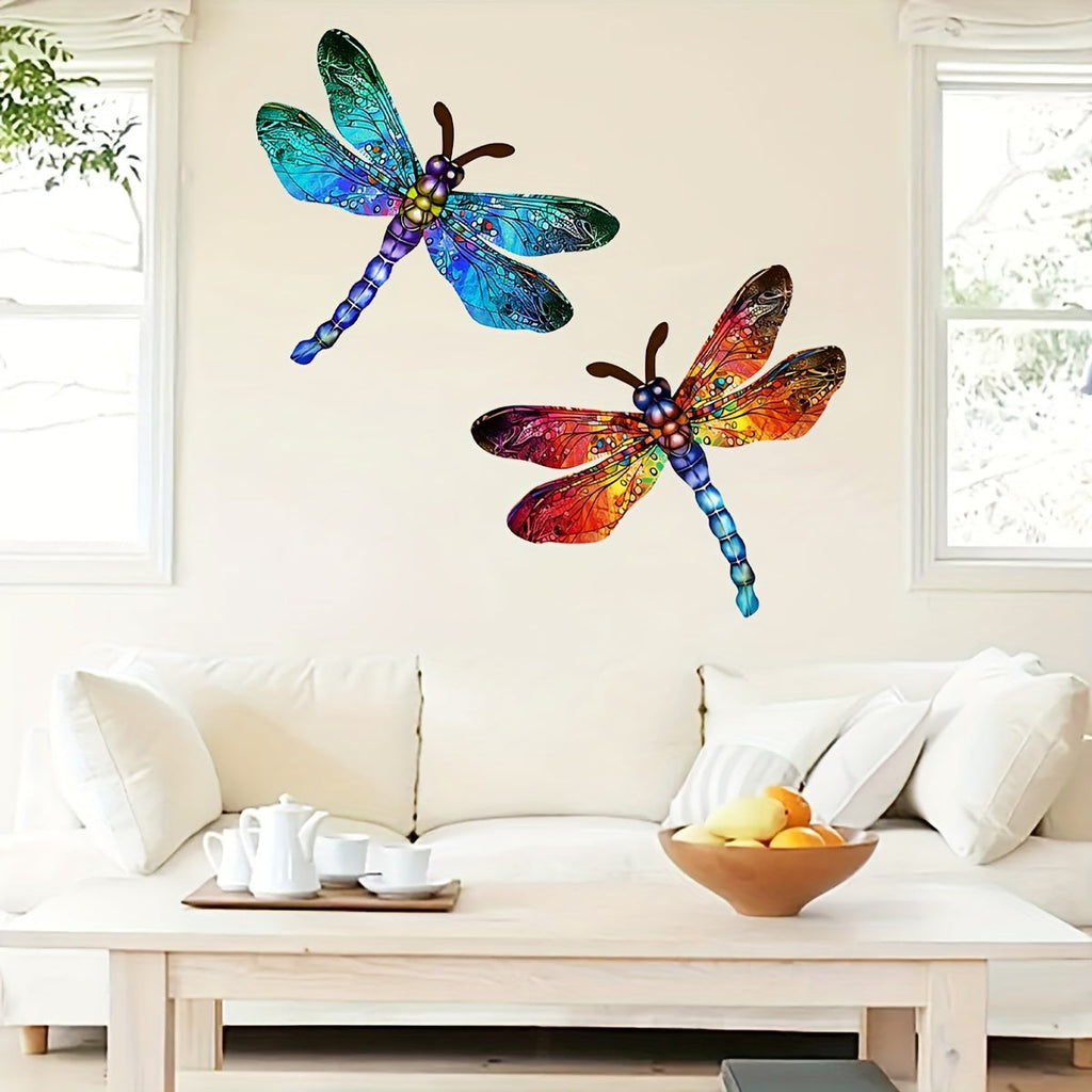 Junips | 1/2 piece vibrant dragonfly wall art made of metal – artistic outdoor decoration for gardens, homes, and events – durable, versatile, and eye-catching – a perfect gift idea for any occasion