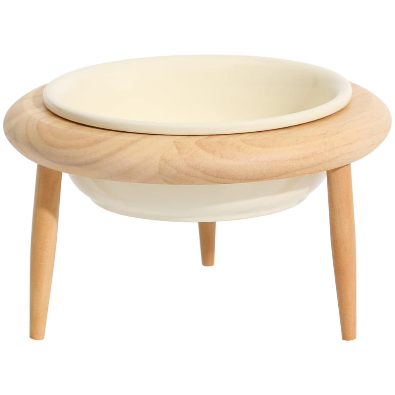 Junips | Misha Ceramic Elevated Cat Bowl with Wooden Stand