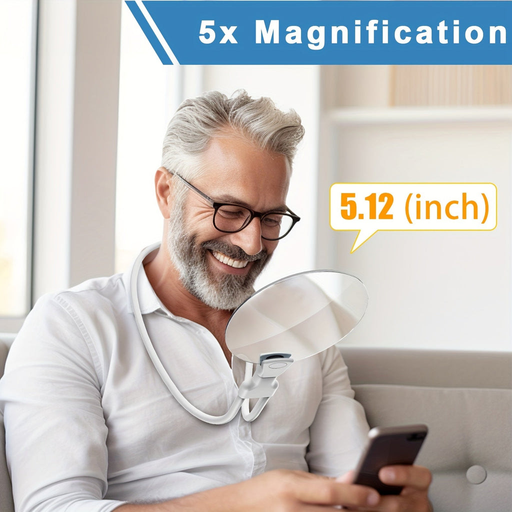 Junips | 5X Magnifying Glass Pro – Hands-Free Adjustable Neck Loupe for Seniors and People with Visual Impairment – Perfect for Reading, Sewing, Crafting, and Inspecting