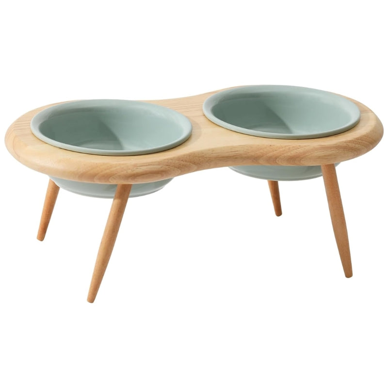 Junips | Misha Ceramic Elevated Cat Bowl with Wooden Stand