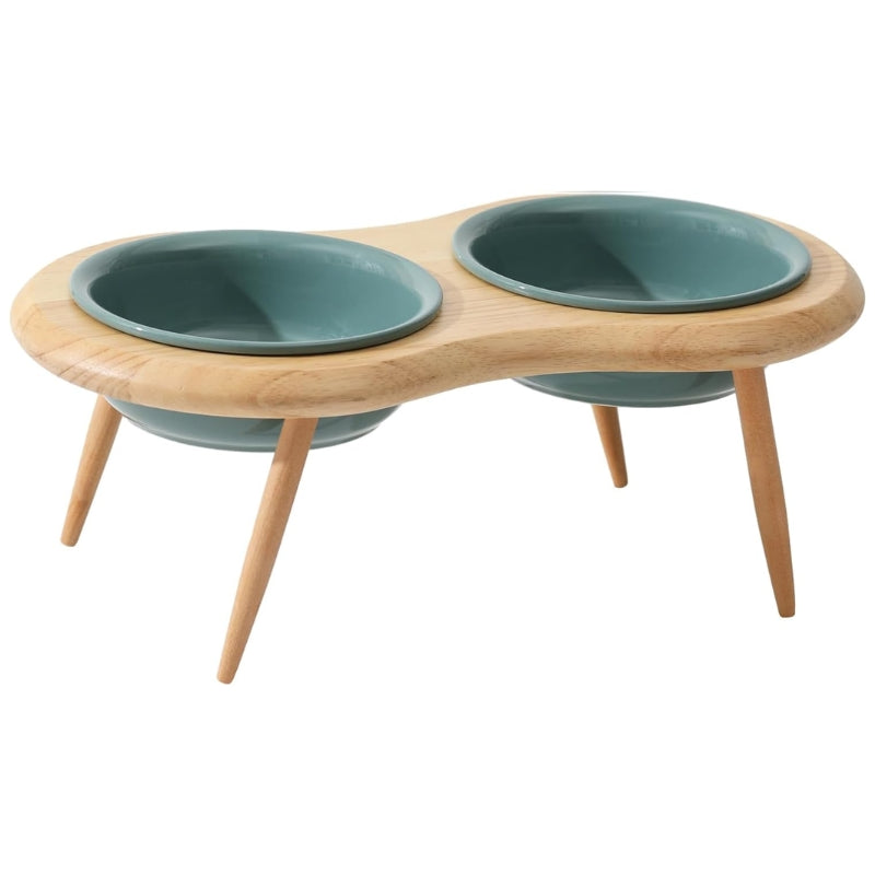 Junips | Misha Ceramic Elevated Cat Bowl with Wooden Stand