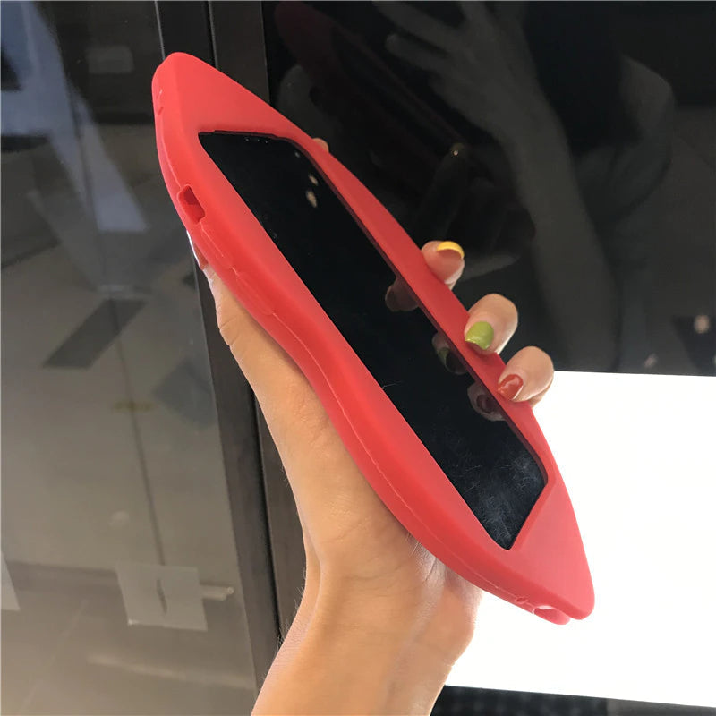 Junips | 3D Big Red Lip Mouth Kiss Soft Silicone Shoulder Iphone Cases