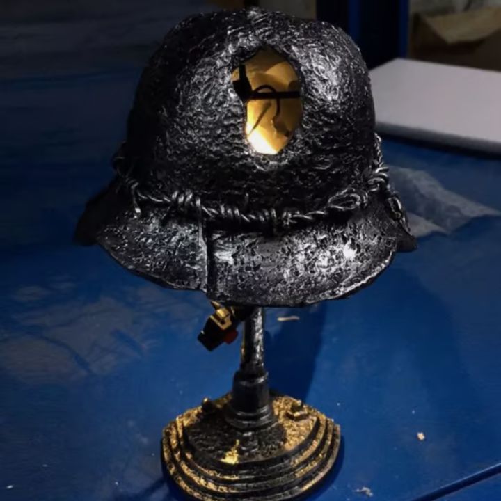 Junips | AntiqueLume | Vintage Steel Helmet Table Lamp – Timeless Historical Home Décor
