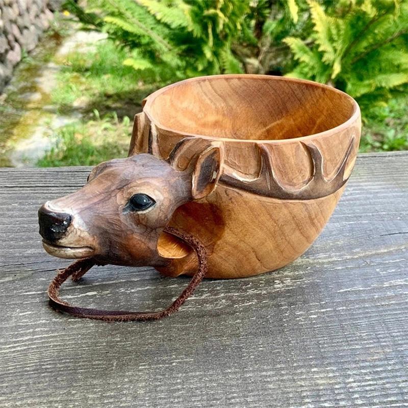 Junips | Hand-carved Animal Head Wooden Cup