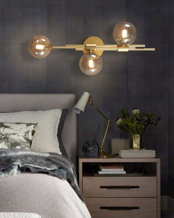 Junips | 3 Head Glass Ball Wall Lamp - Amber