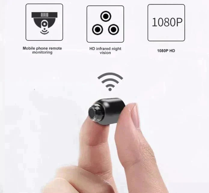 Junips | 2-Pack Mini WiFi Security Camera | 1080P HD, 140° Wide-Angle, Night Vision, Motion Detection (32GB SD Included)