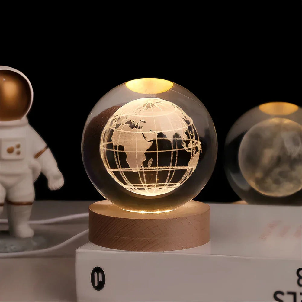 Junips | Night Light Wooden Base Crystal Ball Lamp