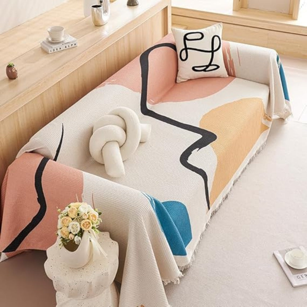 Junips | Lumiere Abstract Tasseled Sofa Cover