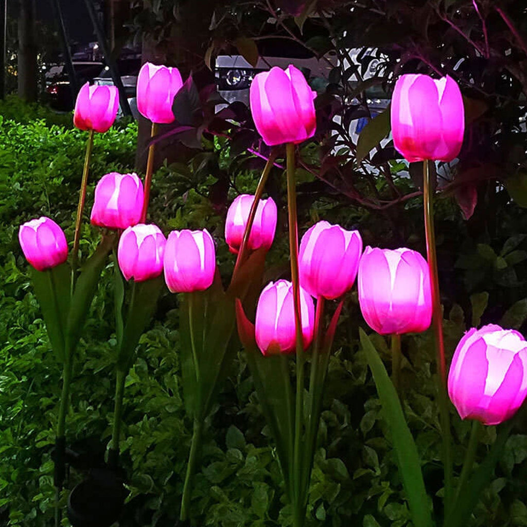 Junips | Solar Tulip Lawn Light Outdoor Garden LED Tulip Flower Light Ground Stake Landscape Light