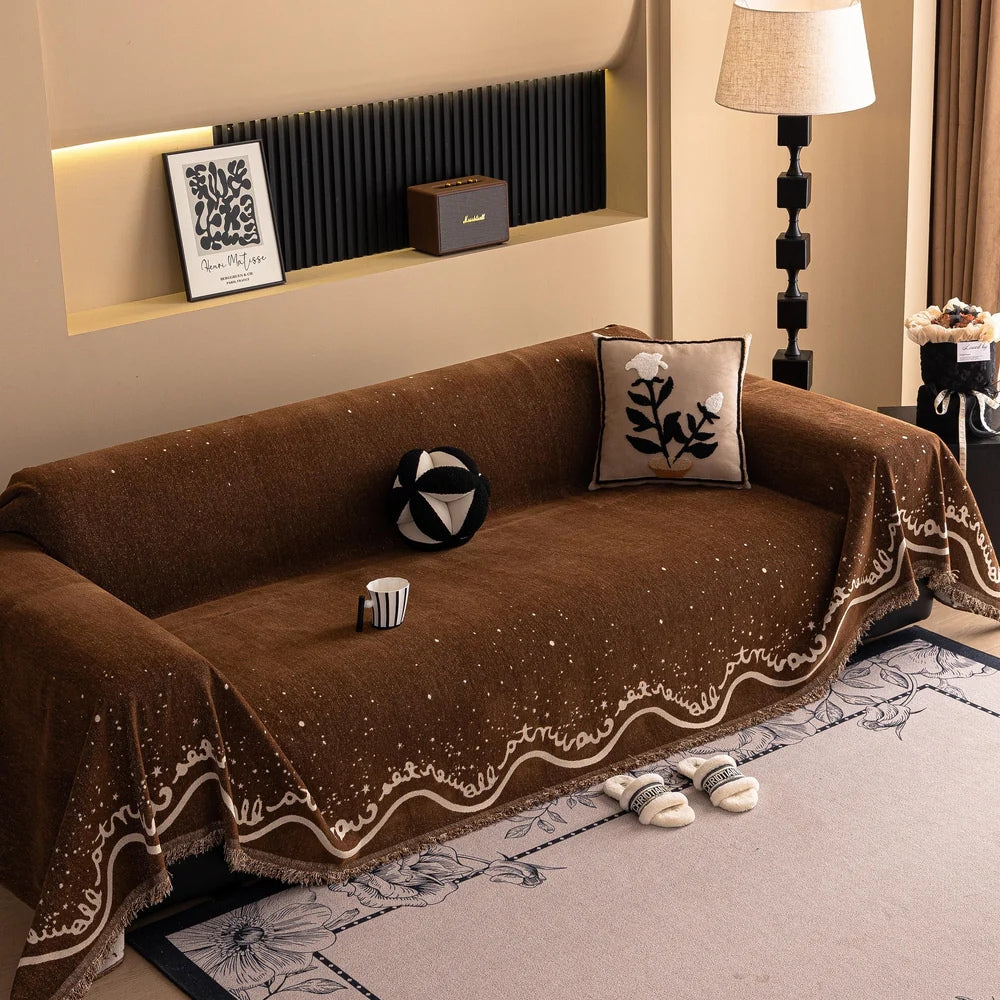 Junips | Cursive Glittering Chenille Sofa Cover