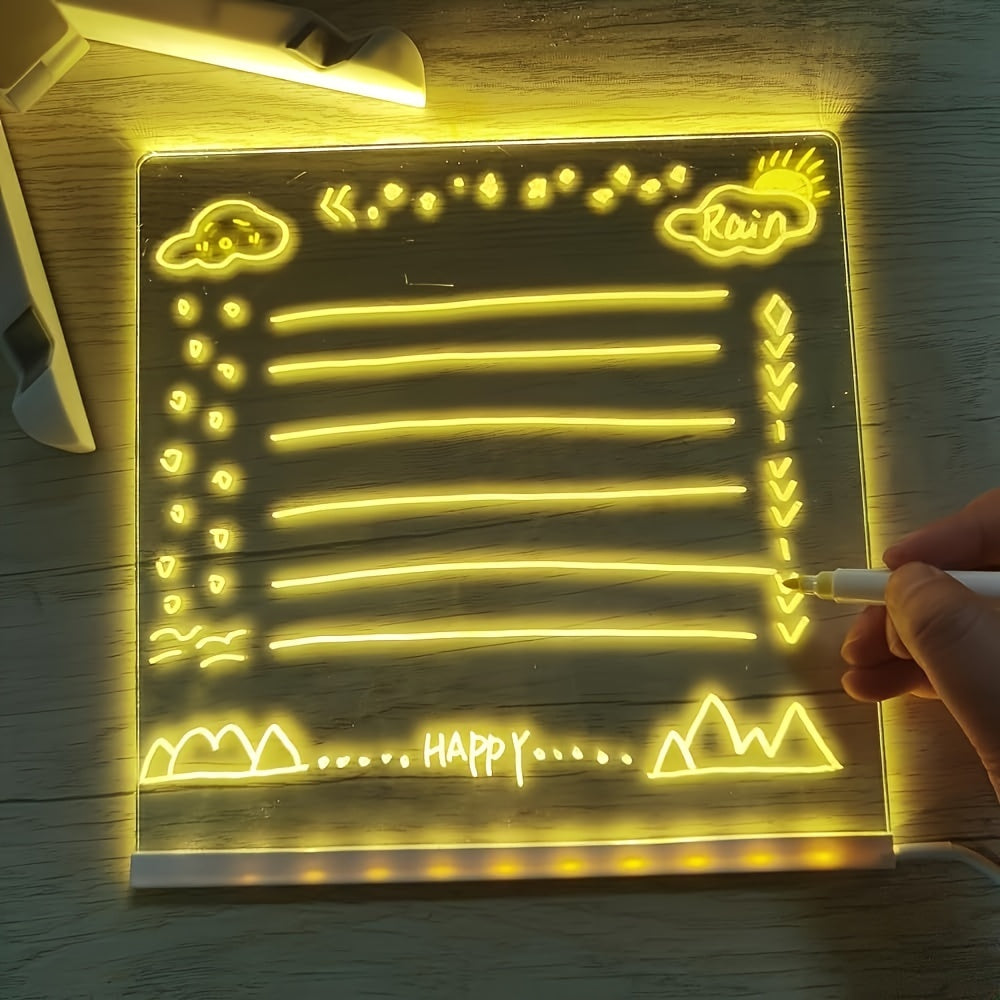 Junips | USB LED Noteboard with 12 Colored Pens - Bright Message Board for Office & Home