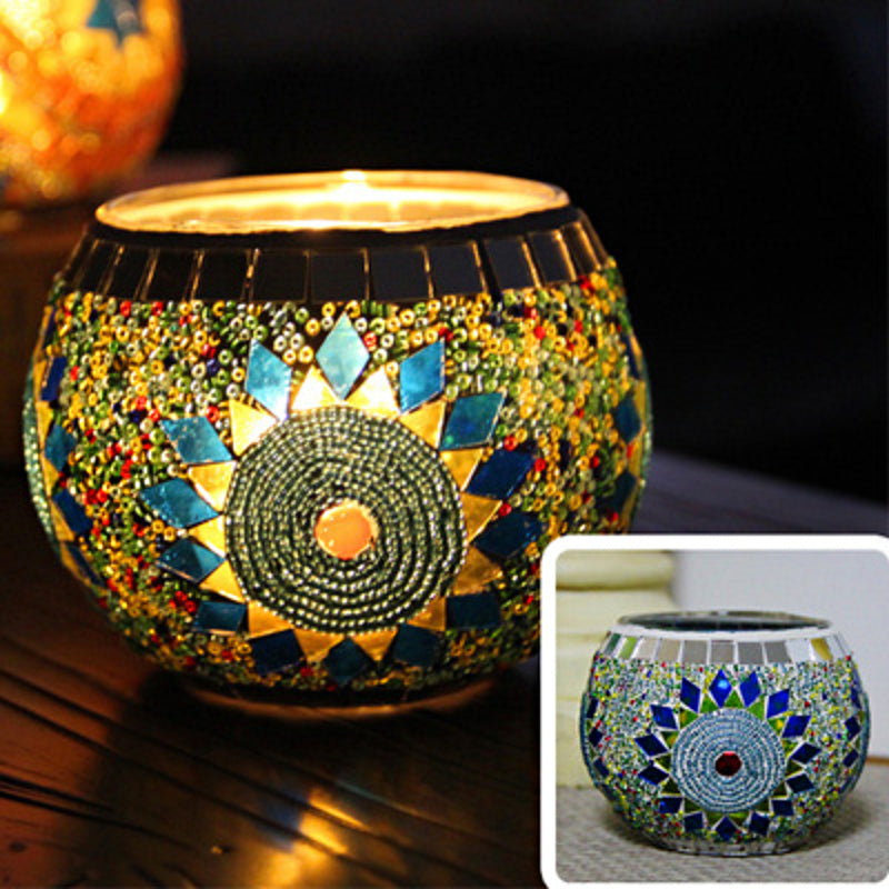 Junips | European Retro Glass Mosaic Tealight Holder